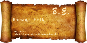 Baranyi Erik névjegykártya